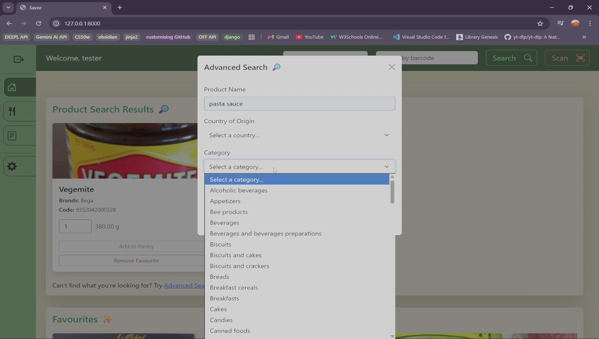 Savor advanced product search